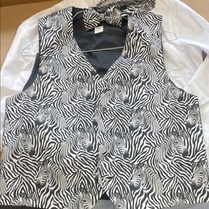 Zebra Print Men’s  Vest and Bow Tie